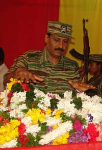 LTTE intelligence leader, Pottu Amman pays his last respects.