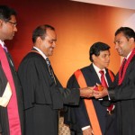 CA Sri Lanka President Mr. Sujeewa Rajapakse hands over the Associate Certificate to a new CA Sri Lanka member at the 2012 convocation in the presence of Secretary to the Ministry of Co-operatives and Internal Trade Mr. G.K.D Amarawardenaand CA Sri Lanka Chief Executive officer Mr. Aruna Alwis.