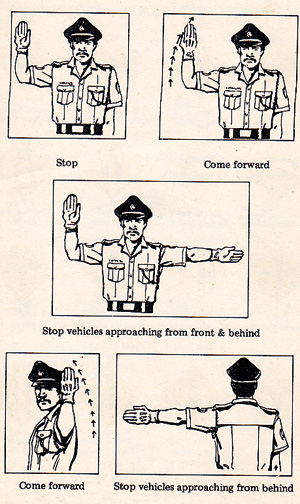 Traffic police hand signal
