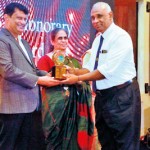 Plnr. L.H. Indrasiri, receiving the ITPSL Honorary Award (A lifetime Award) on behalf of Plnr. J. M. L. Jayasekara  – Past President,