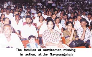 The families of servicemen missing in action, at the Navarangahala