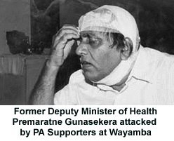 Former Deputy Minister of Health Premaratne Gunasekera attacked by PA Supporters at Wayamba