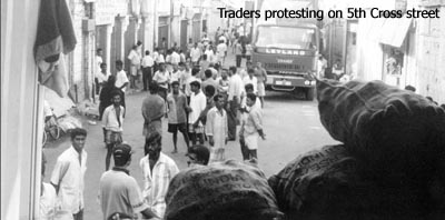 Traders protesting on 5th Cross street
