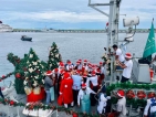 Christmas cake mixing  on board Navy vessel