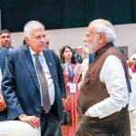 Prime Minister Narendra Modi discussing a poing with President Wickremesinghe on the sidelines of the COP28 summit