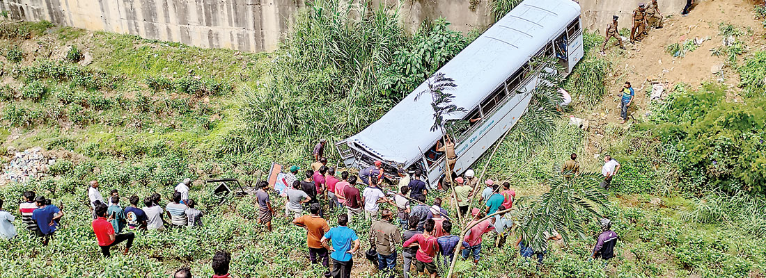 Bus steers off Hatton-Kandy Road claiming three lives