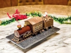 Hazelnut and Passion Yule Log Train  by Shangri-La Colombo