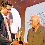 Counterpoint Chief Editor and media freedom activist Waruna Karunatilake (inset) was adjudged the recipient of the Sepala Gunasena Award for defending press freedom in Sri Lanka. SLPI CEO Kumar Lopez collected the award on his behalf from Sunday Island Editor Manik de Silva.