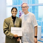 Lihini Nanayakkara receiving a Special Award for Collection Development from Douglas McLennan, Chairman, Graduate Fashion Foundation at Sri Lanka Design Festival