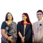 Lihini Nanayakkara with her parents at the AOD convocation 2024